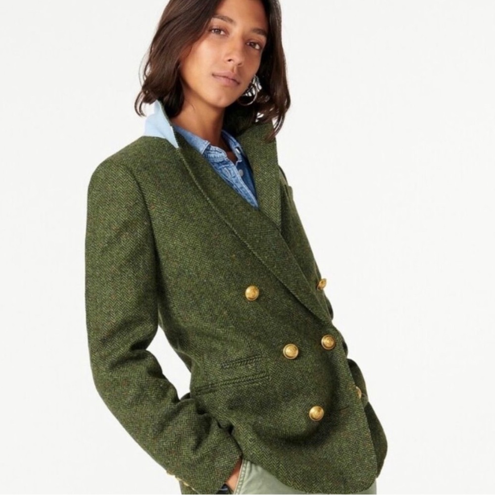 ISO!! J.Crew double breasted blazer in herringbone english wool meadow green
